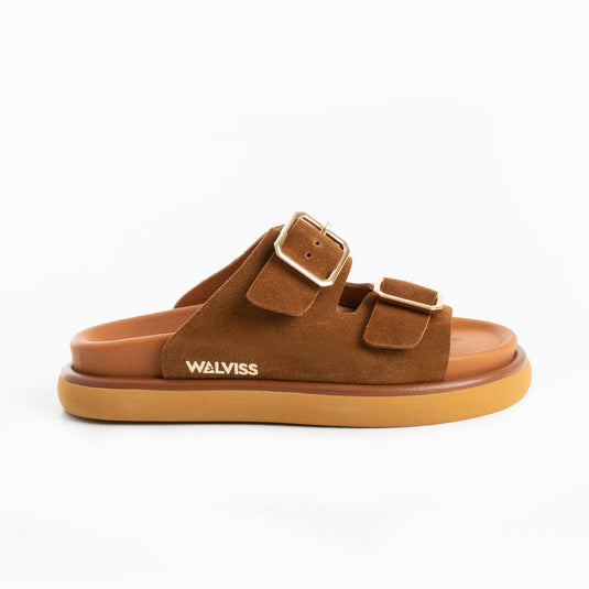 Walviss Arandis Kadin Hakiki Süet Deri Çift Tokali Coconat Terlik
