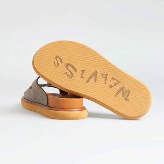 Walviss Arandis Kadin Hakiki Süet Deri Çift Tokali Füme Terlik