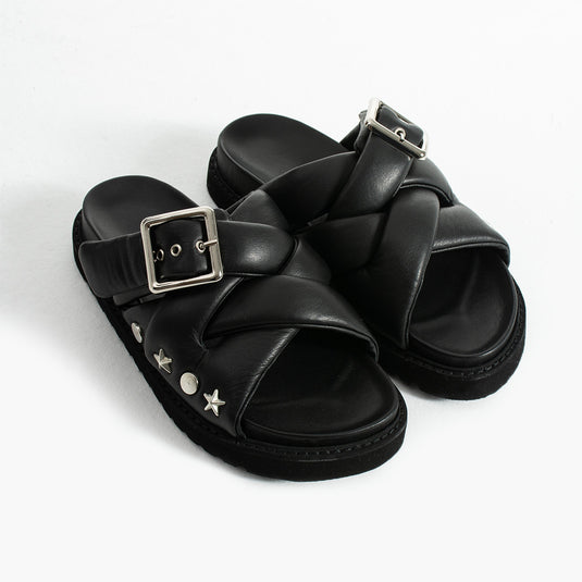 Walviss Babiana Hakiki Deri Tokali Siyah Terlik