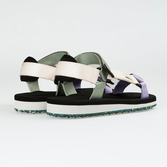 Walviss Beluga Kadin Dokuma Kumas Cirtli Haki Pudra Lila Sandalet