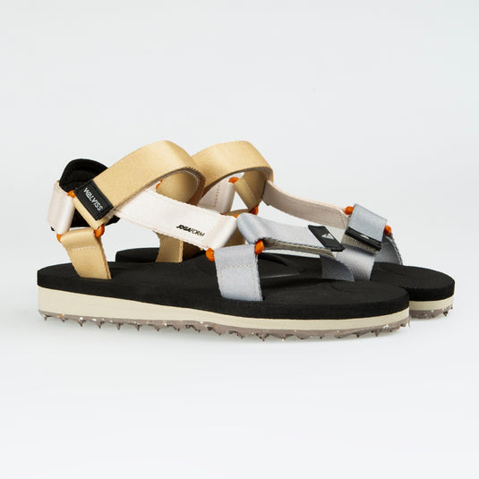 Walviss Beluga Kadin Dokuma Kumas Cirtli Hardal Ekru Gri Sandalet