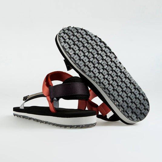 Walviss Beluga Kadin Dokuma Kumas Cirtli Kirmizi Siyah Füme Sandalet