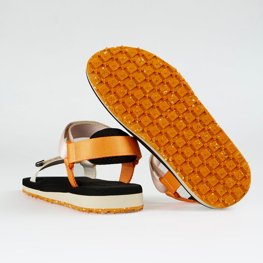 Walviss Beluga Kadin Dokuma Kumas Cirtli Turuncu Pudra Bej Sandalet