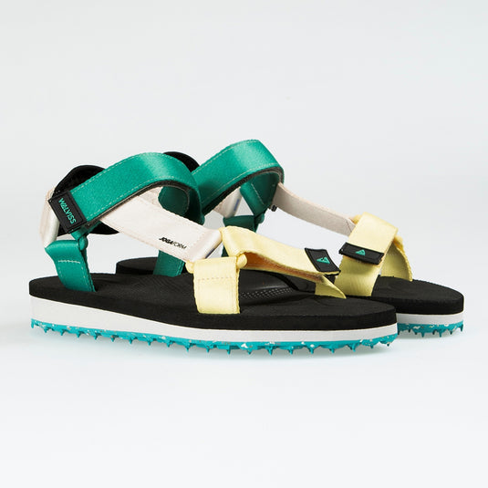 Walviss Beluga Kadin Dokuma Kumas Cirtli Yesil Bej Limon Sandalet