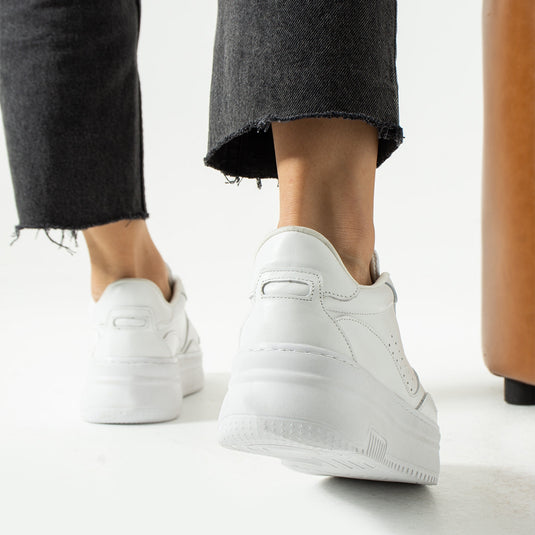 Walviss Bilma Kadin Hakiki Deri Bagcikli Beyaz Sneaker