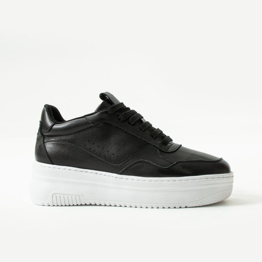 Walviss Bilma Kadin Hakiki Deri Bagcikli Siyah Beyaz Sneaker