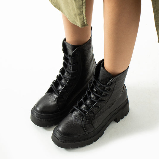 Walviss Blokwater Kadin Hakiki Deri Bagcikli Siyah Bot