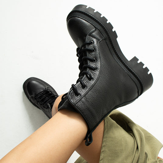 Walviss Blokwater Kadin Hakiki Deri Bagcikli Siyah Bot