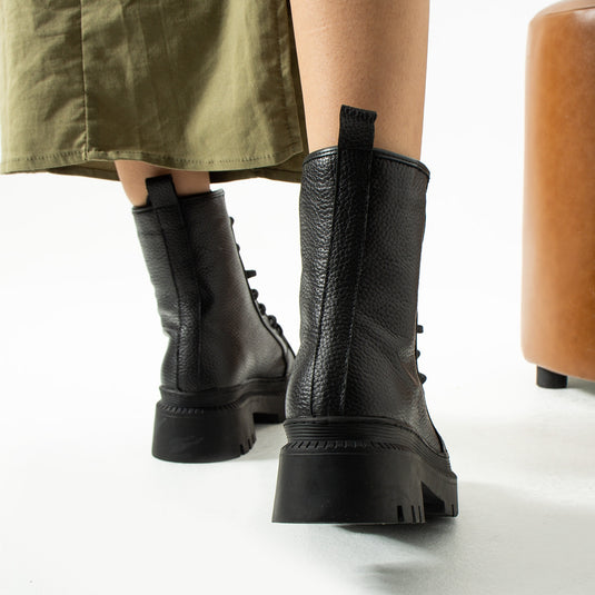 Walviss Blokwater Kadin Hakiki Deri Bagcikli Siyah Bot