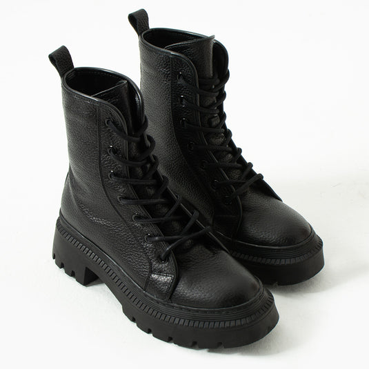 Walviss Blokwater Kadin Hakiki Deri Bagcikli Siyah Bot