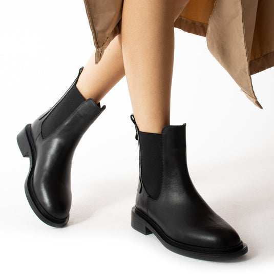 Walviss Chelsea Kadın Hakiki Deri Bağcıksız Siyah Bot