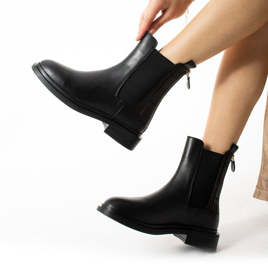 Walviss Chelsea Kadin Hakiki Deri Bagciksiz Siyah Bot