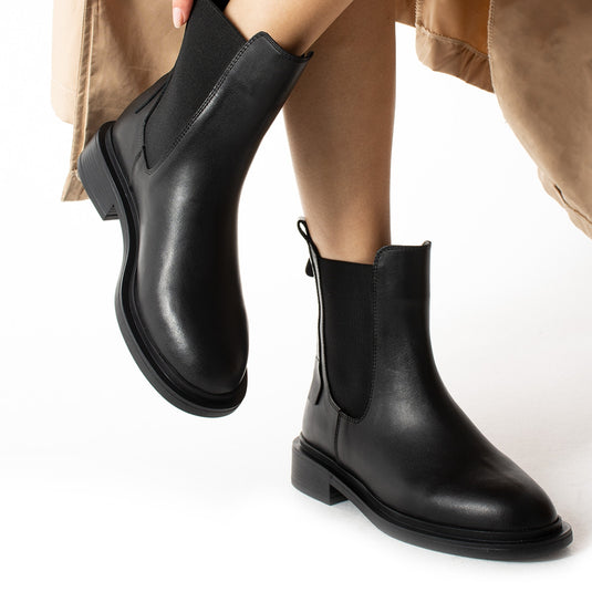Walviss Chelsea Kadin Hakiki Deri Bagciksiz Siyah Bot