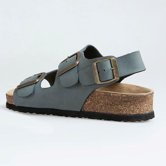 Walviss Combat Kadin Hakiki Deri Çift Tokali Jeans Terlik