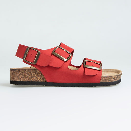 Walviss Combat Kadin Hakiki Deri Çift Tokali Kirmizi Terlik