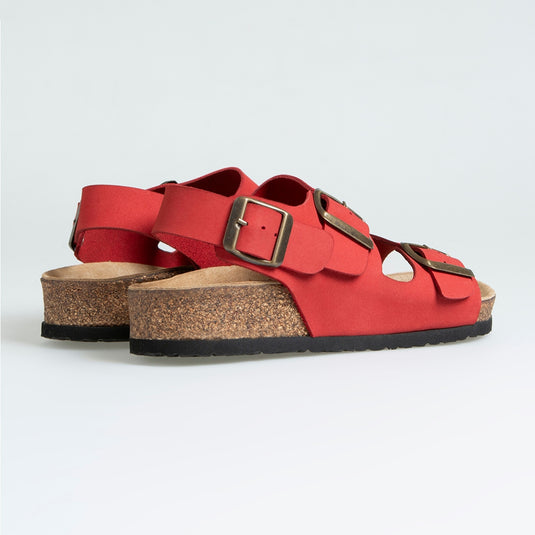 Walviss Combat Kadin Hakiki Deri Çift Tokali Kirmizi Terlik