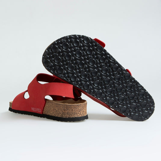 Walviss Combat Kadin Hakiki Deri Çift Tokali Kirmizi Terlik