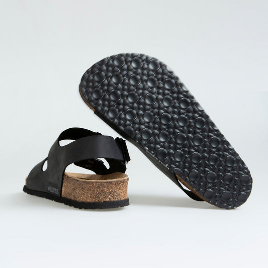 Walviss Combat Kadin Hakiki Deri Çift Tokali Siyah Terlik