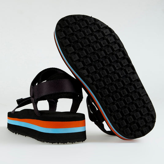 Walviss Delphin Kadin Dokuma Kumas Cirtli Siyah Sandalet