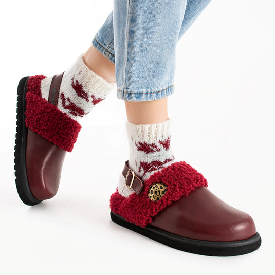 Walviss Ellis Hakiki Deri Kemerli Bordo Sandalet