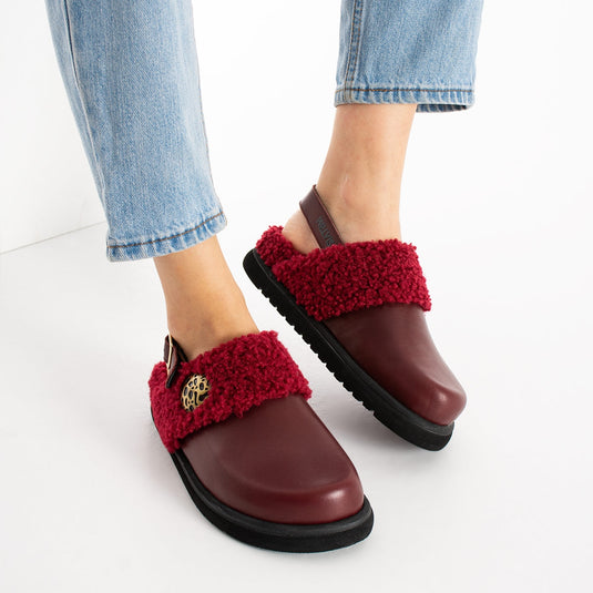 Walviss Ellis Hakiki Deri Kemerli Bordo Sandalet