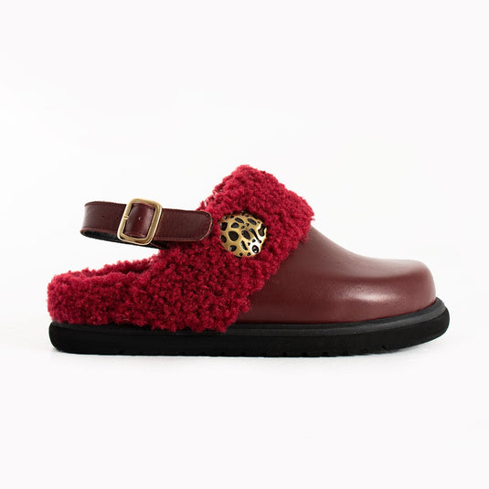 Walviss Ellis Hakiki Deri Kemerli Bordo Sandalet