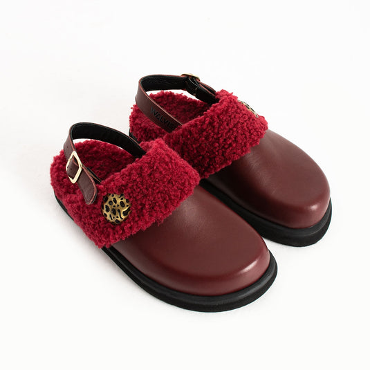 Walviss Ellis Hakiki Deri Kemerli Bordo Sandalet