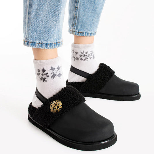 Walviss Ellis Hakiki Deri Kemerli Siyah Sandalet