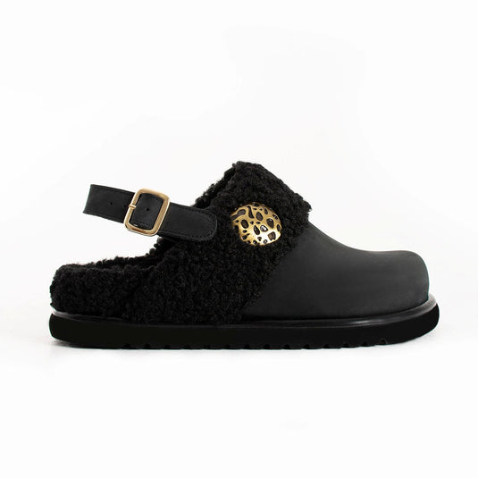 Walviss Ellis Hakiki Deri Kemerli Siyah Sandalet