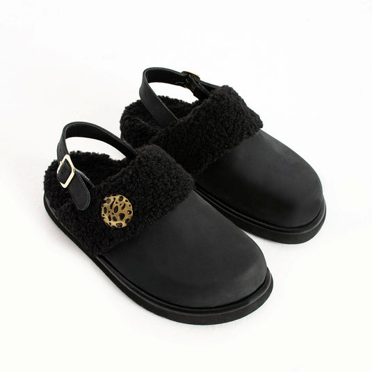 Walviss Ellis Hakiki Deri Kemerli Siyah Sandalet