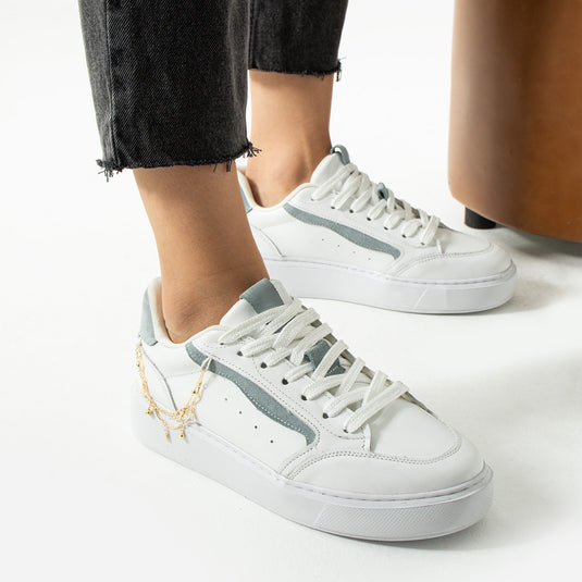 Walviss Flexicharm Kadin Hakiki Deri Bagcikli Beyaz Mavi Sneaker