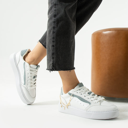 Walviss Flexicharm Kadin Hakiki Deri Bagcikli Beyaz Mavi Sneaker