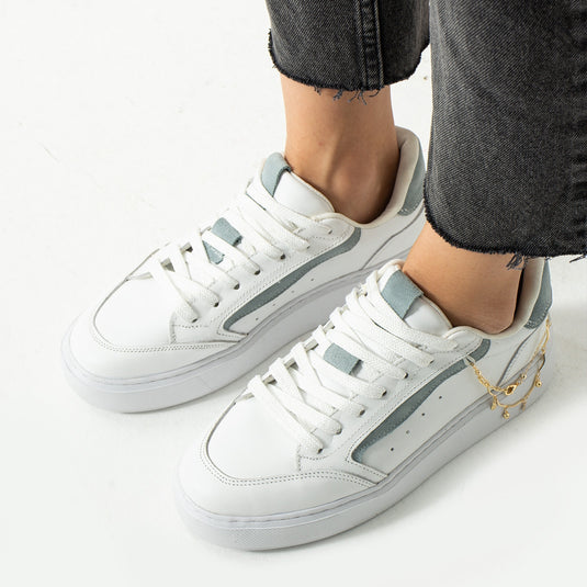 Walviss Flexicharm Kadin Hakiki Deri Bagcikli Beyaz Mavi Sneaker