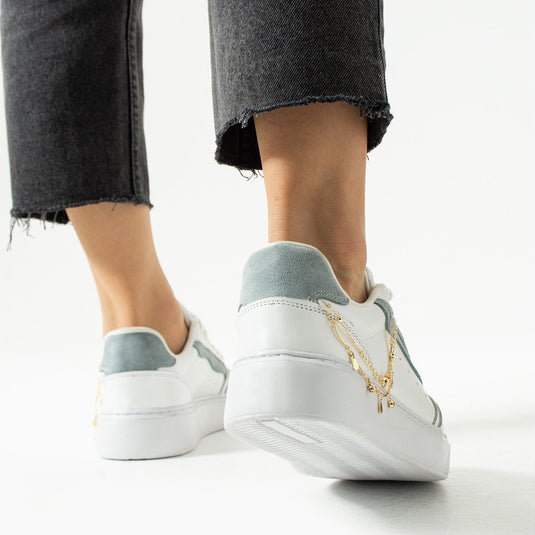 Walviss Flexicharm Kadin Hakiki Deri Bagcikli Beyaz Mavi Sneaker