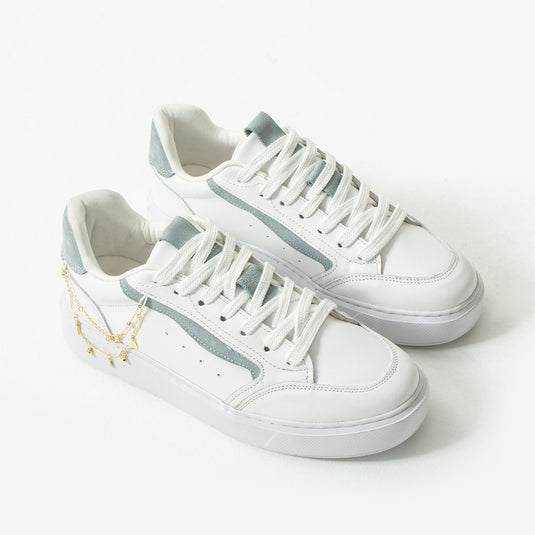 Walviss Flexicharm Kadin Hakiki Deri Bagcikli Beyaz Mavi Sneaker