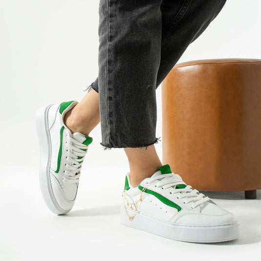Walviss Flexicharm Kadin Hakiki Deri Bagcikli Beyaz Yesil Sneaker