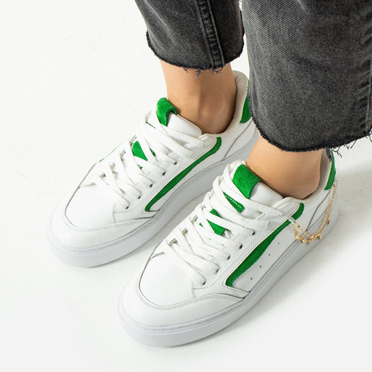 Walviss Flexicharm Kadin Hakiki Deri Bagcikli Beyaz Yesil Sneaker