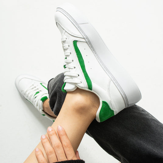 Walviss Flexicharm Kadin Hakiki Deri Bagcikli Beyaz Yesil Sneaker