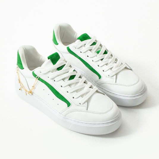 Walviss Flexicharm Kadin Hakiki Deri Bagcikli Beyaz Yesil Sneaker