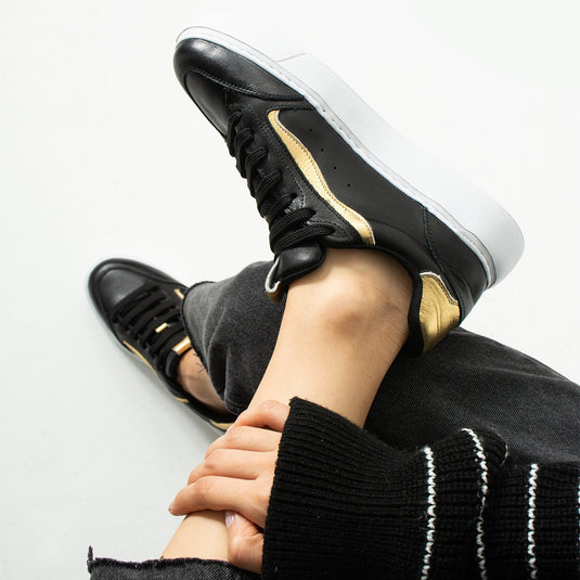 Walviss Flexicharm Kadin Hakiki Deri Bagcikli Siyah Rose Gold Sneaker