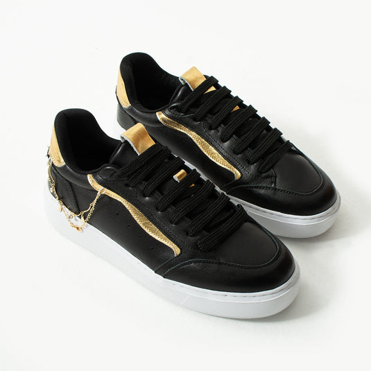 Walviss Flexicharm Kadin Hakiki Deri Bagcikli Siyah Rose Gold Sneaker