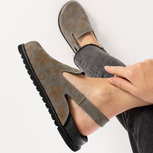 Walviss Flora Kadın Hakiki Deri Tek Tokalı Füme Sandalet