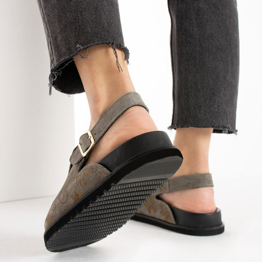 Walviss Flora Kadın Hakiki Deri Tek Tokalı Füme Sandalet