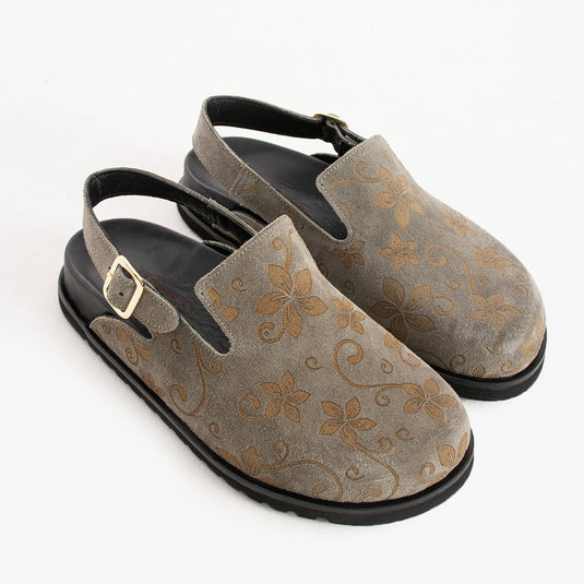 Walviss Flora Kadın Hakiki Deri Tek Tokalı Füme Sandalet