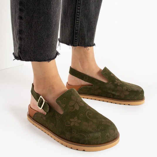 Walviss Flora Kadın Hakiki Deri Tek Tokalı Haki Sandalet