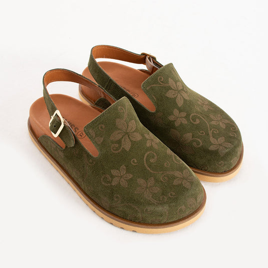 Walviss Flora Kadın Hakiki Deri Tek Tokalı Haki Sandalet