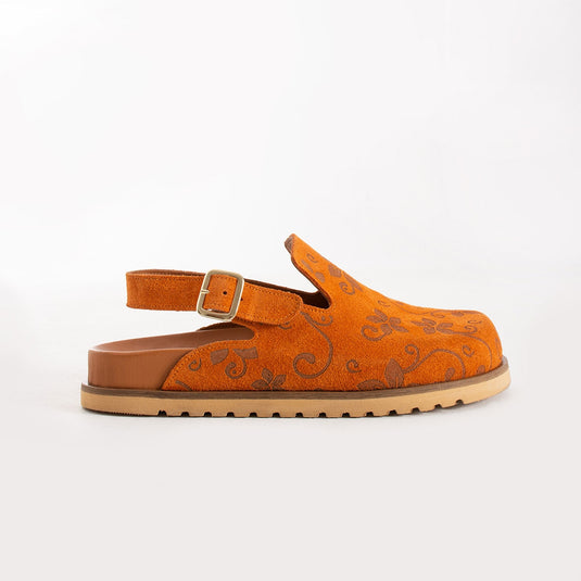 Walviss Flora Kadin Hakiki Deri Tek Tokali Turuncu Sandalet