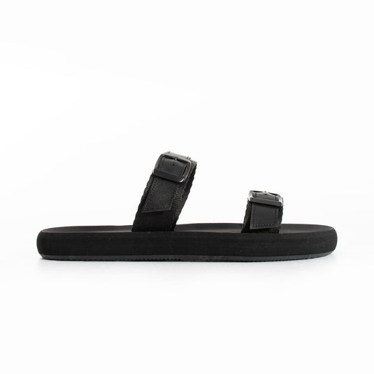 Walviss Gray Kadin Deri Çift Tokali Siyah Terlik