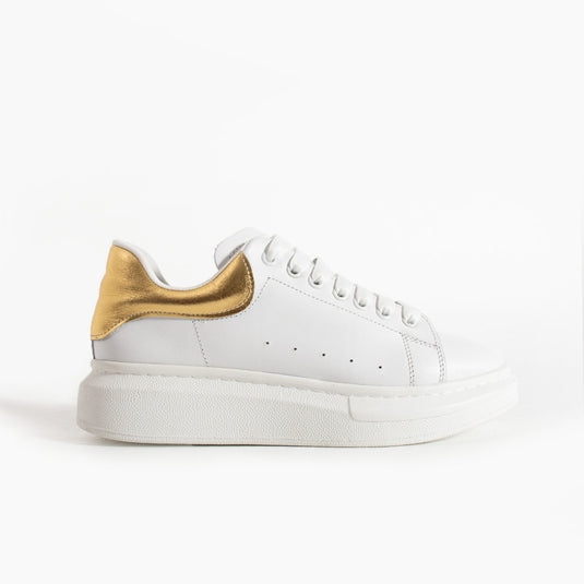 Walviss Guinas Kadin Hakiki Deri Bagcikli Beyaz Altin Sneaker