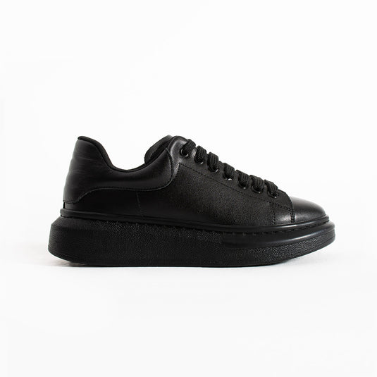 Walviss Guinas Kadin Hakiki Deri Bagcikli Siyah Sneaker